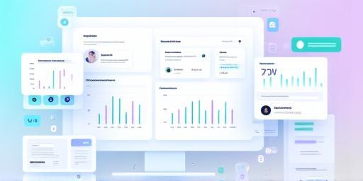 Stilizált AI-asszisztens üzleti dashboard megjelenítéssel
